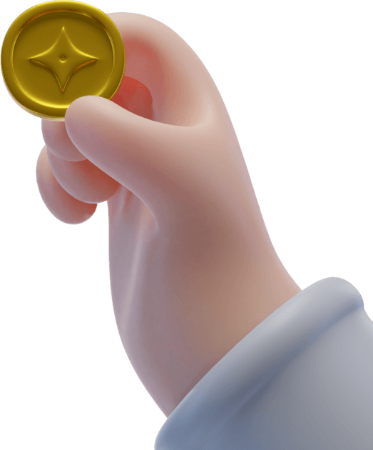 Decorative image of a hand holding a coin